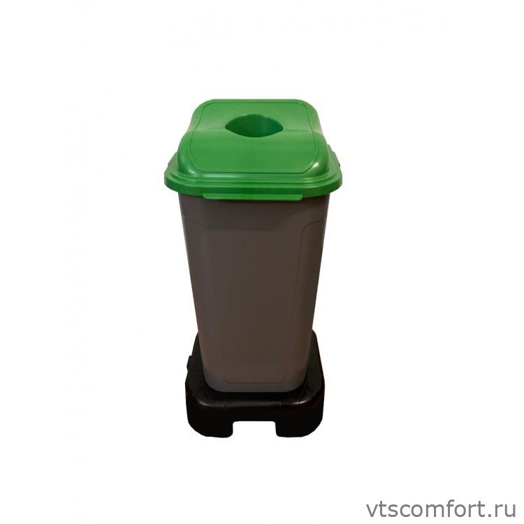 Фото Мусорный бак Telkar 40 л пластик на подставке без колес серый/зеленый арт. SFR-040-031-1 Изображение Мусорный бак Telkar 40 л пластик на подставке без колес серый/зеленый арт. SFR-040-031-1