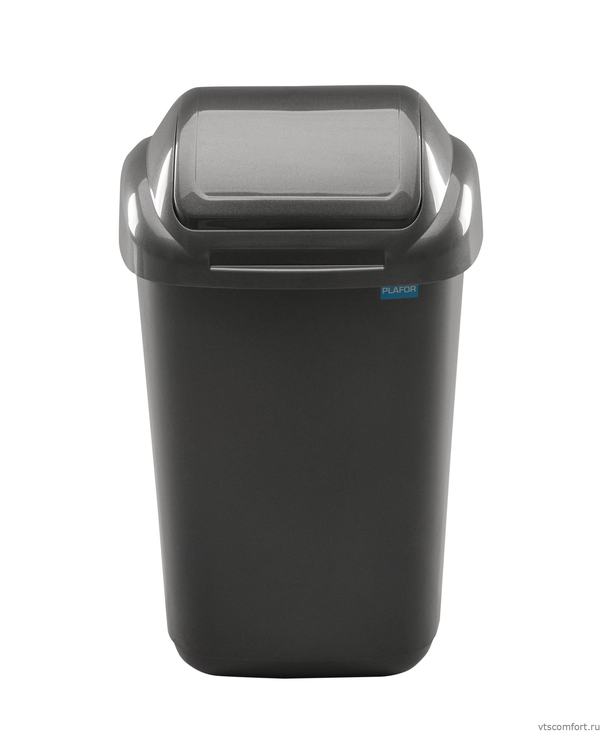 Фото Plafor Бак для мусора пластиковый с поворотной крышкой цвет графит 15 литров арт. 606-02 Изображение Plafor Бак для мусора пластиковый с поворотной крышкой цвет графит 15 литров арт. 606-02