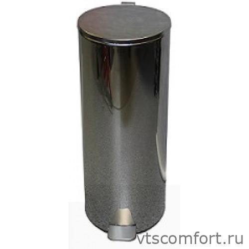 Фото Ведро для мусора с педалью Титан хром круглое 50 литров Изображение Ведро для мусора с педалью Титан хром круглое 50 литров