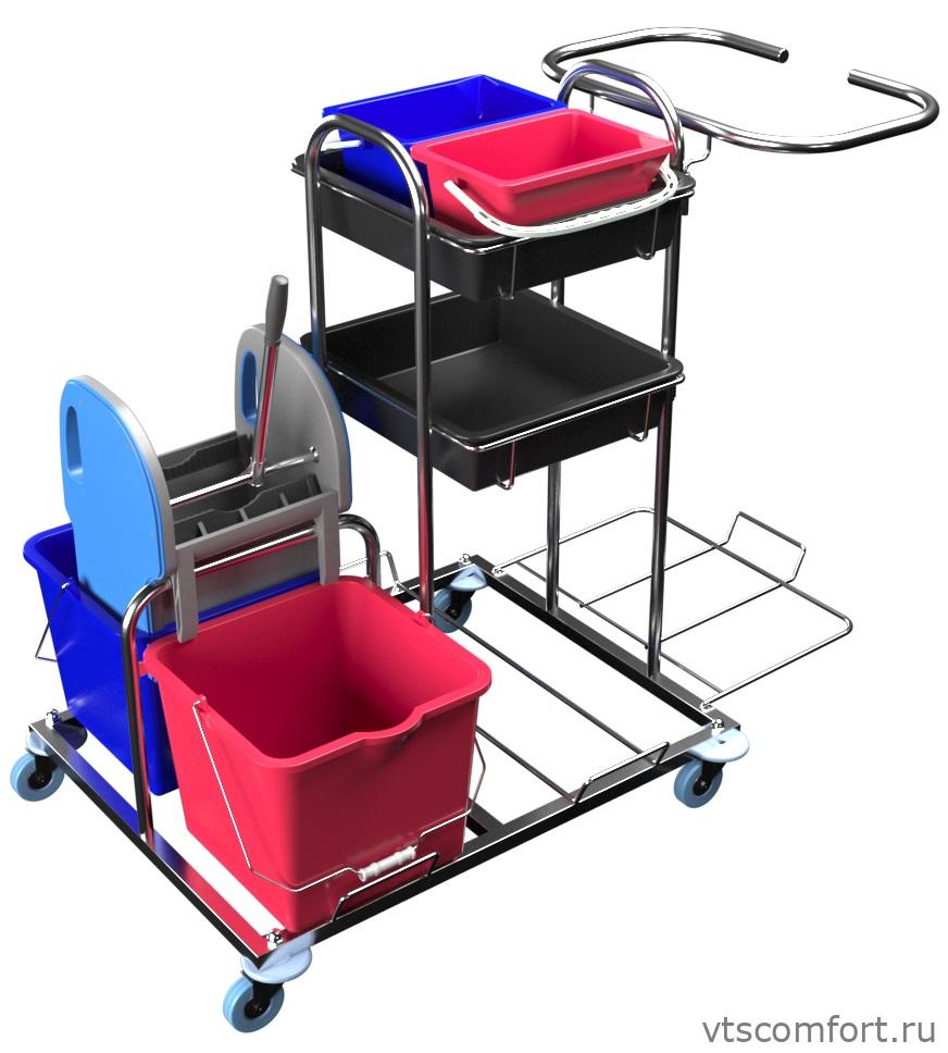 Фото Сервисная уборочная тележка Metal Clean Виолета Стандарт Изображение Сервисная уборочная тележка Metal Clean Виолета Стандарт