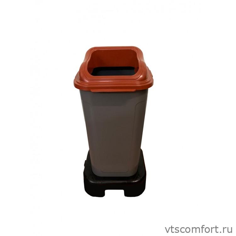 Фото Мусорный бак Telkar 70 л пластик на подставке с колесами серый/коричневый арт. SFR-040-032-3 Изображение Мусорный бак Telkar 70 л пластик на подставке с колесами серый/коричневый арт. SFR-040-032-3
