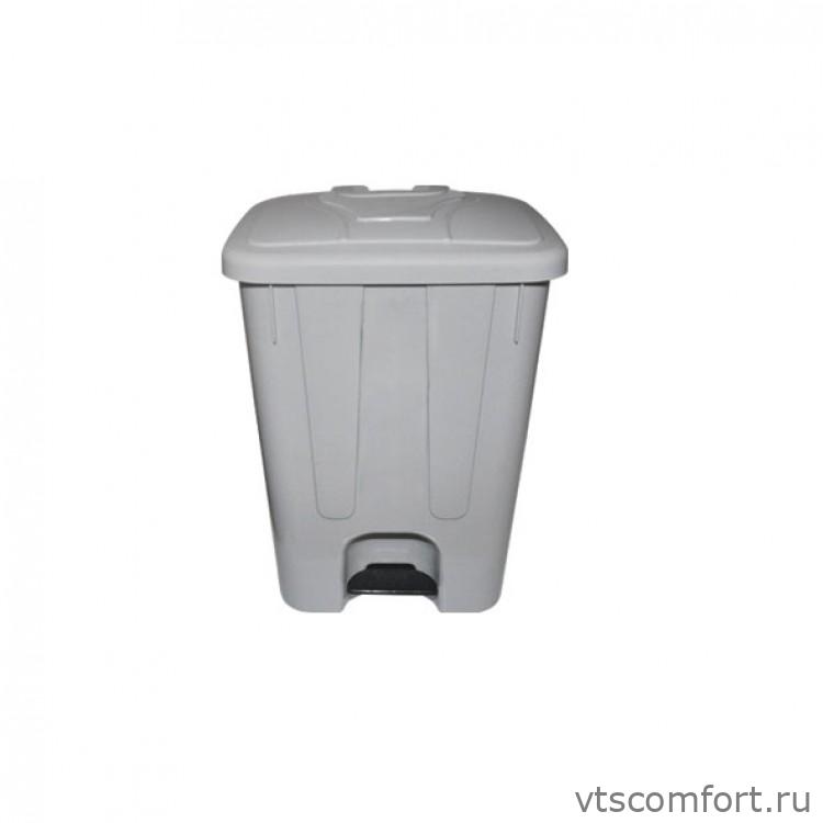 Фото Мусорный бак Telkar пластиковый с крышкой с педалью 65 литров серый артикул 50015 grey Изображение Мусорный бак Telkar пластиковый с крышкой с педалью 65 литров серый артикул 50015 grey