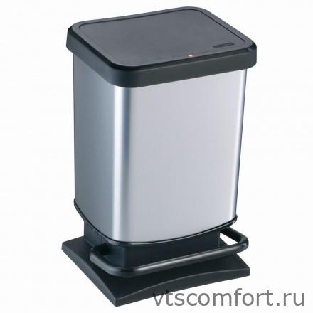 Фото Rotho Ведро для мусора 20 л PASO с педалью серебристый металлик арт. 1754011005 Изображение Rotho Ведро для мусора 20 л PASO с педалью серебристый металлик арт. 1754011005