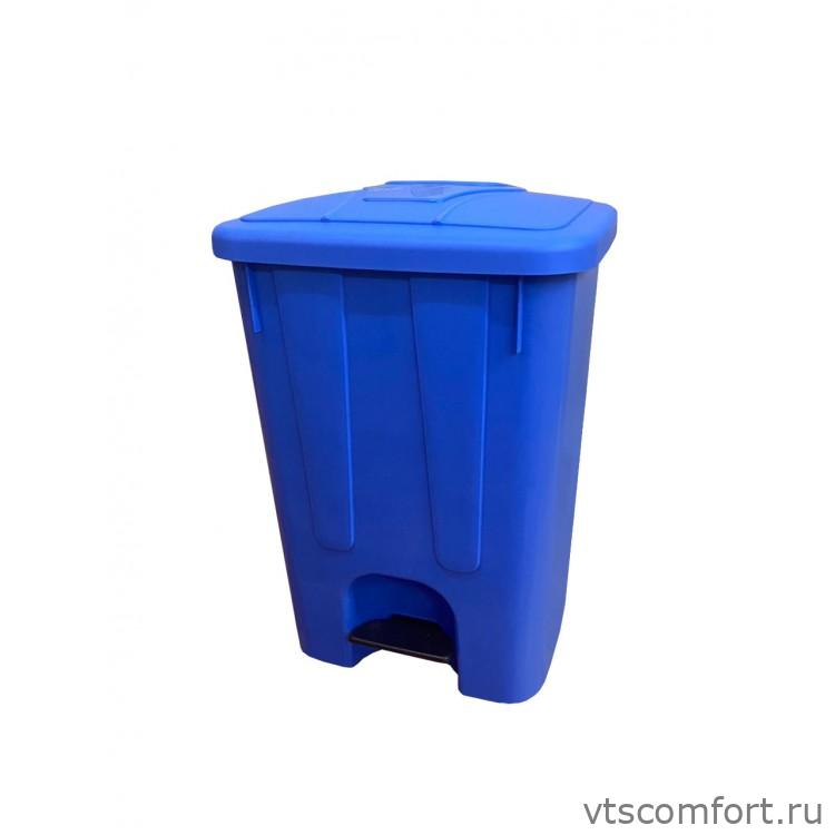 Фото Мусорный бак Telkar пластиковый с крышкой с педалью 65 литров синий артикул 50016 blue Изображение Мусорный бак Telkar пластиковый с крышкой с педалью 65 литров синий артикул 50016 blue