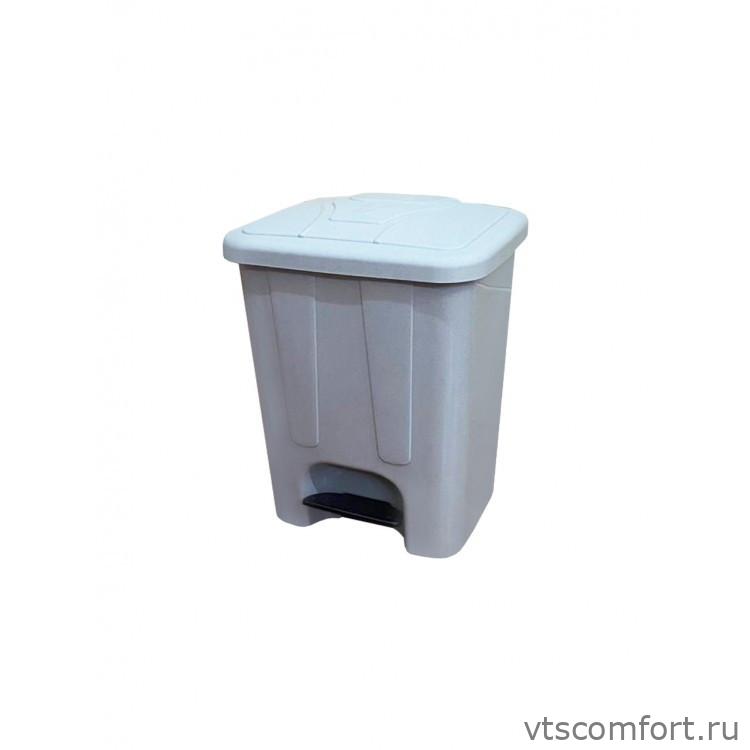 Фото Мусорный бак Telkar 40026 25л пластик с крышкой и педалью белый Изображение Мусорный бак Telkar 40026 25л пластик с крышкой и педалью белый