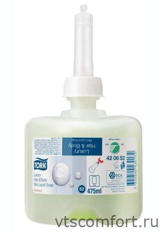 Фото Жидкое мыло-шампунь люкс для тела и волос 475 мл Tork Система S2 арт 420652 1 кор/8 картриджей Изображение Жидкое мыло-шампунь люкс для тела и волос 475 мл Tork Система S2 арт 420652 1 кор/8 картриджей