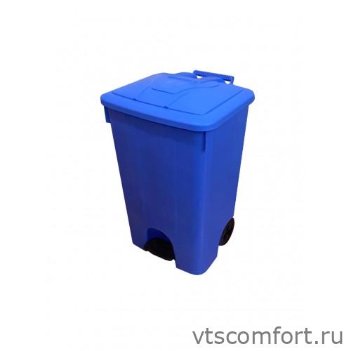 Фото Мусорный бак Telkar 50062 85л синий пластик с крышкой и педалью на колесах Изображение Мусорный бак Telkar 50062 85л синий пластик с крышкой и педалью на колесах