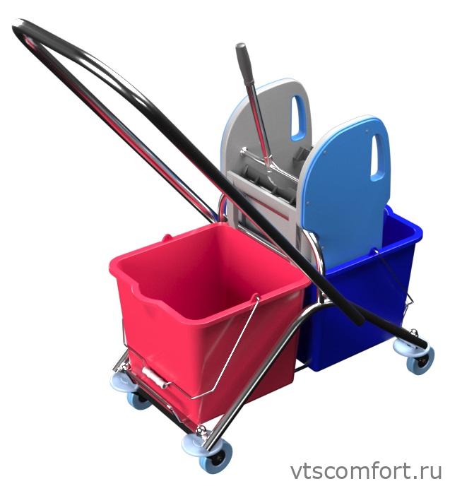 Фото Уборочная двухведерная тележка Metal Clean Доминга Стандарт Изображение Уборочная двухведерная тележка Metal Clean Доминга Стандарт