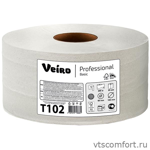 Фото Туалетная бумага в больших рулонах Veiro Professional Basic T102 12 рулонов по 200 м/уп Изображение Туалетная бумага в больших рулонах Veiro Professional Basic T102 12 рулонов по 200 м/уп