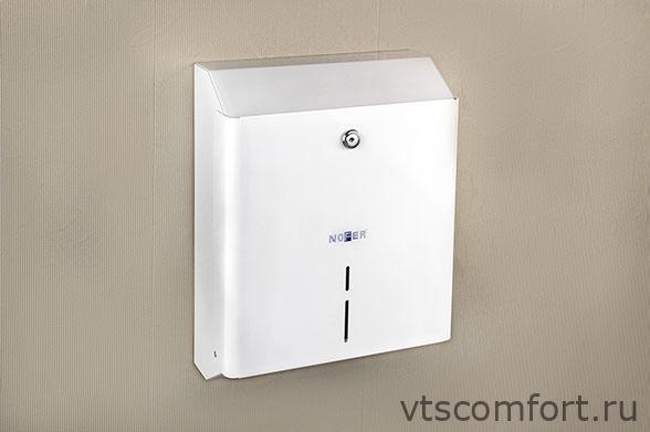 Фото Диспенсер бумажных полотенец V-сложения NOFER 04010.W металл белый Изображение Диспенсер бумажных полотенец V-сложения NOFER 04010.W металл белый