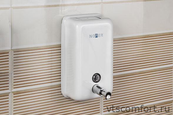 Фото Дозатор для жидкого мыла NOFER 03001.W 1200 мл металл белый Изображение Дозатор для жидкого мыла NOFER 03001.W 1200 мл металл белый