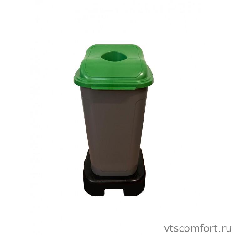Фото Мусорный бак Telkar 40 л пластик на подставке с колесами серый/зеленый арт. SFR-040-031-1 Изображение Мусорный бак Telkar 40 л пластик на подставке с колесами серый/зеленый арт. SFR-040-031-1