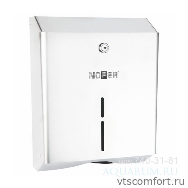 Фото Диспенсер бумажных полотенец V-сложения NOFER 04010.W металл белый Изображение Диспенсер бумажных полотенец V-сложения NOFER 04010.W металл белый