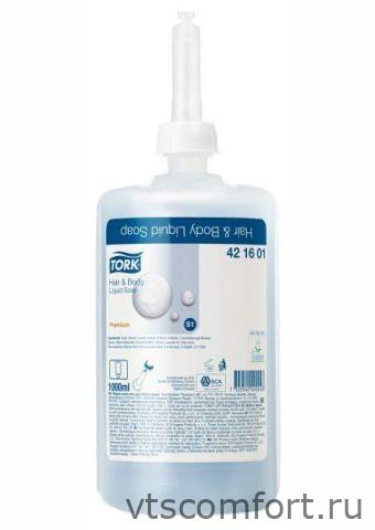 Фото Жидкое мыло-гель для тела и волос 1 л Tork Система S1 арт 420601 1 кор/6 картриджей Изображение Жидкое мыло-гель для тела и волос 1 л Tork Система S1 арт 420601 1 кор/6 картриджей