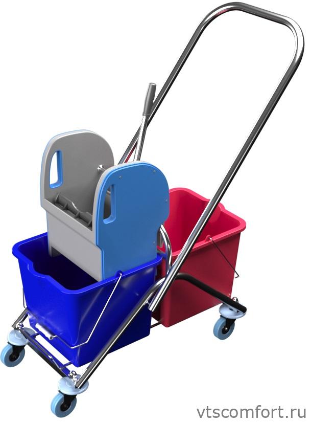 Фото Уборочная двухведерная тележка Metal Clean Доминга Эконом Изображение Уборочная двухведерная тележка Metal Clean Доминга Эконом