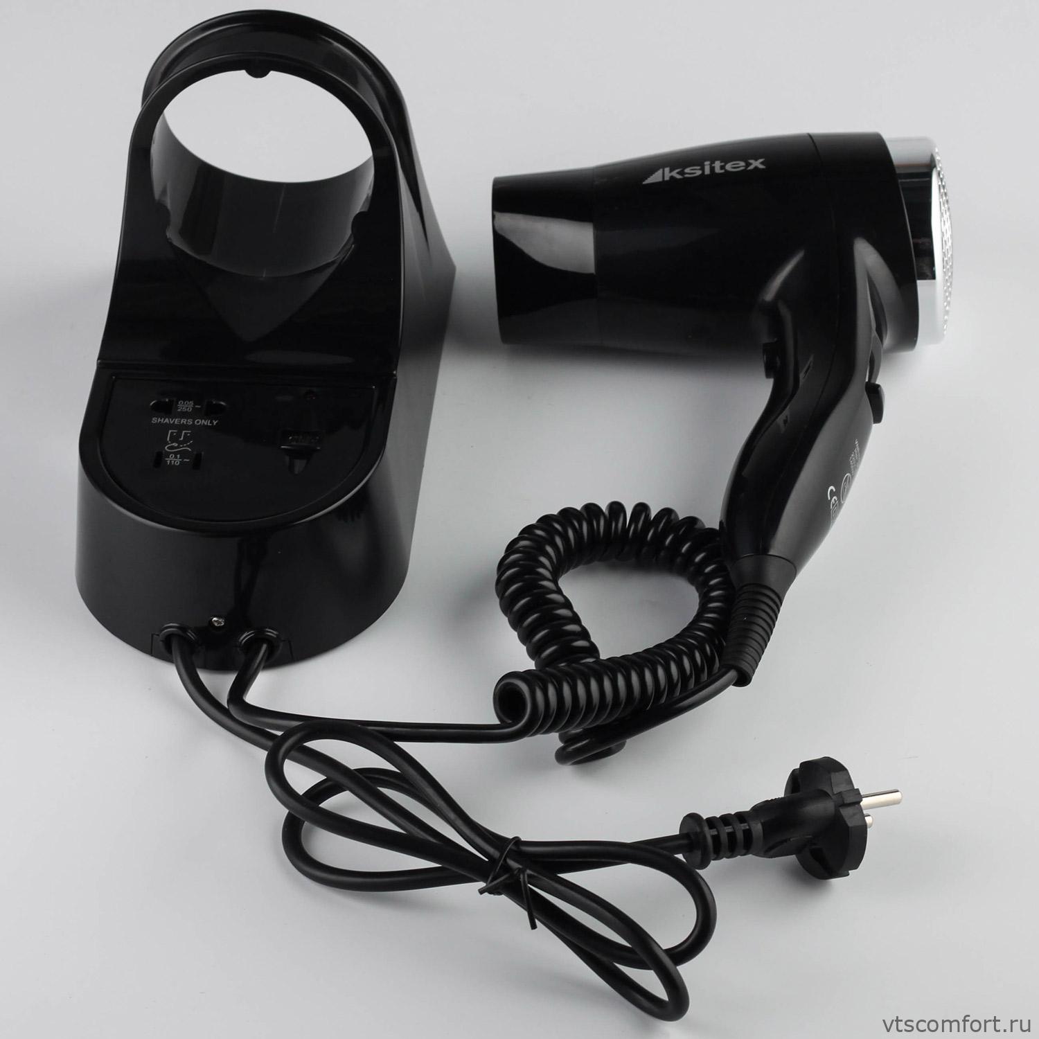 Фото Фен для волос Ksitex F-1400BS черный с розеткой для бритвы Изображение Фен для волос Ksitex F-1400BS черный с розеткой для бритвы