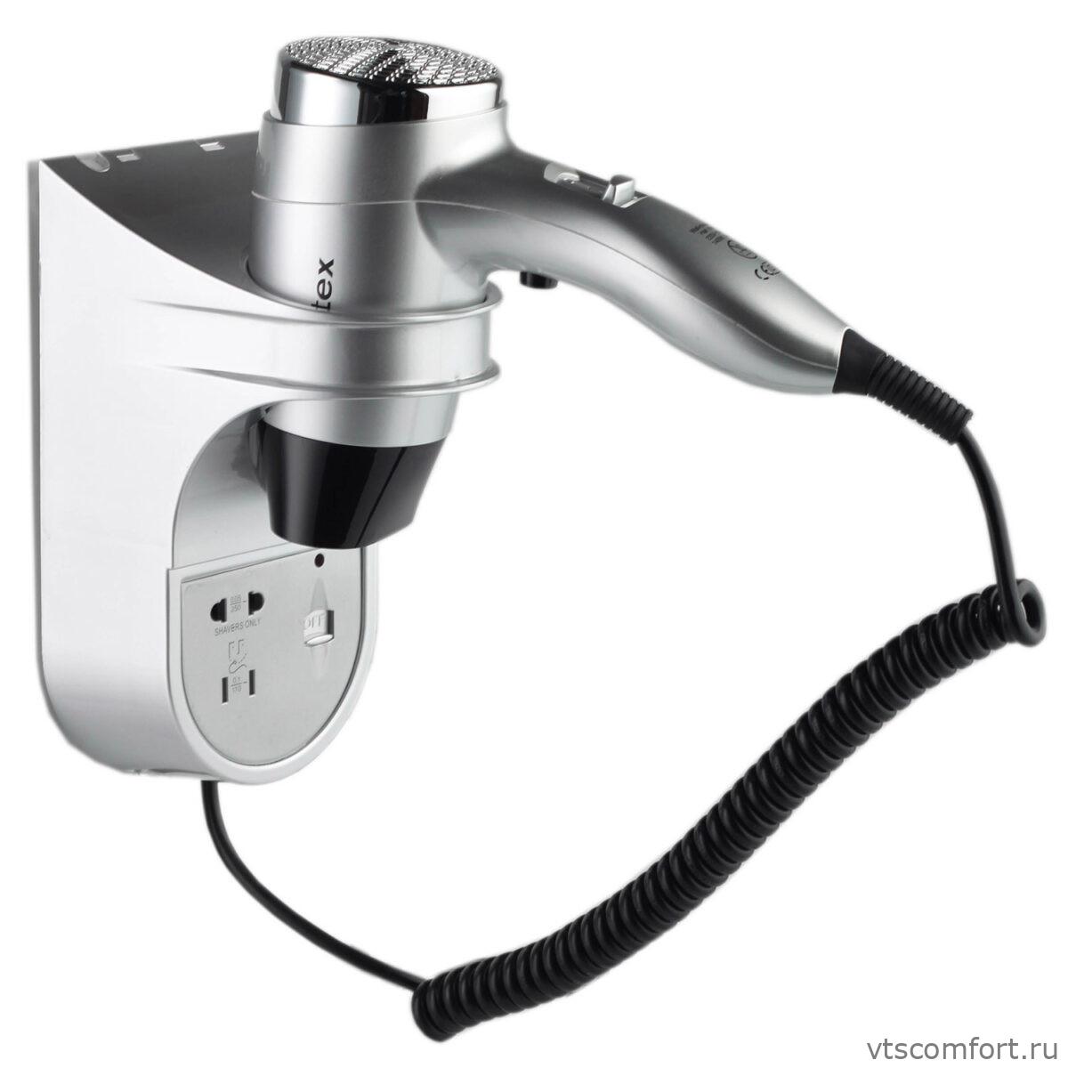 Фото Фен для волос Ksitex F-1400SS серебро с розеткой для бритвы Изображение Фен для волос Ksitex F-1400SS серебро с розеткой для бритвы