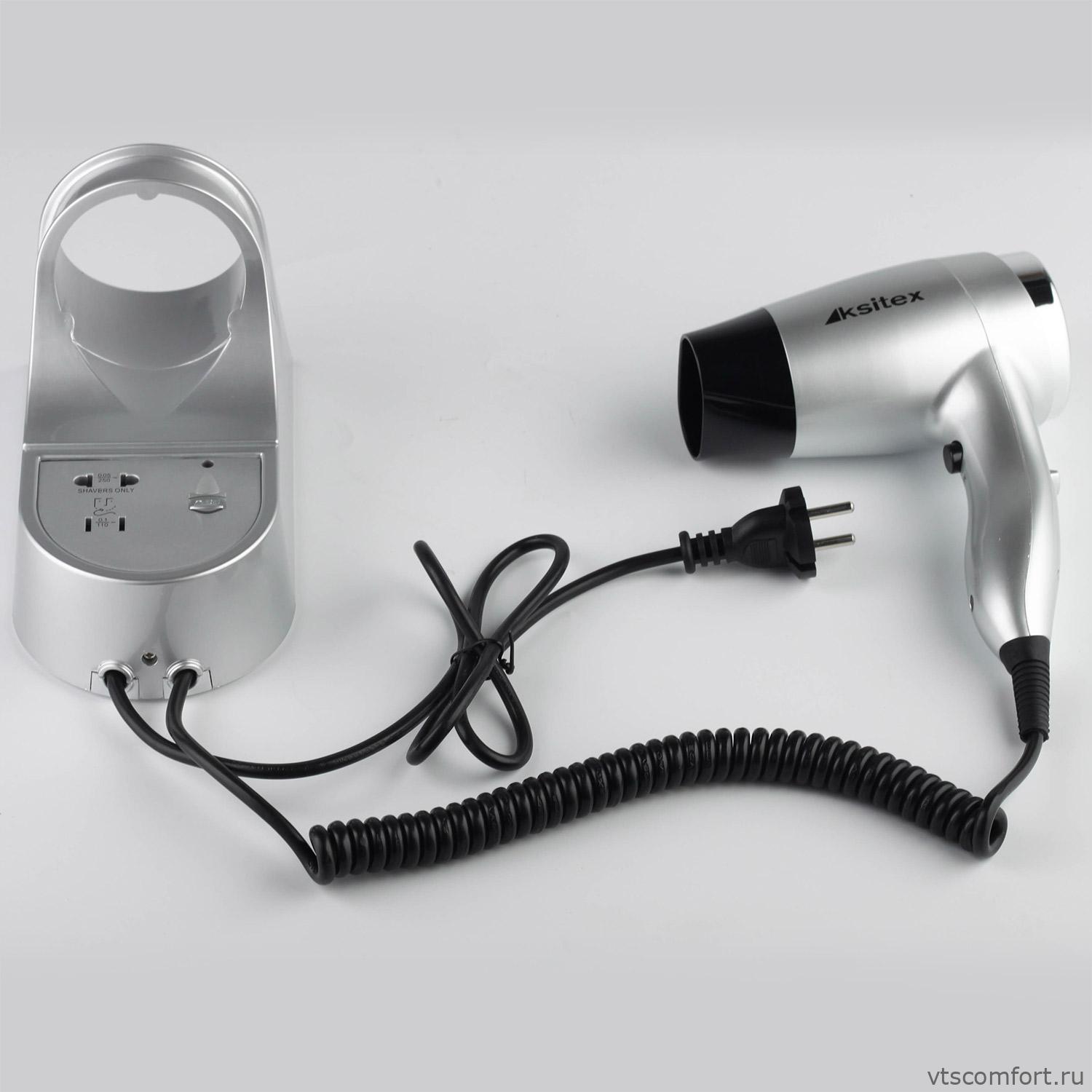 Фото Фен для волос Ksitex F-1400SS серебро с розеткой для бритвы Изображение Фен для волос Ksitex F-1400SS серебро с розеткой для бритвы