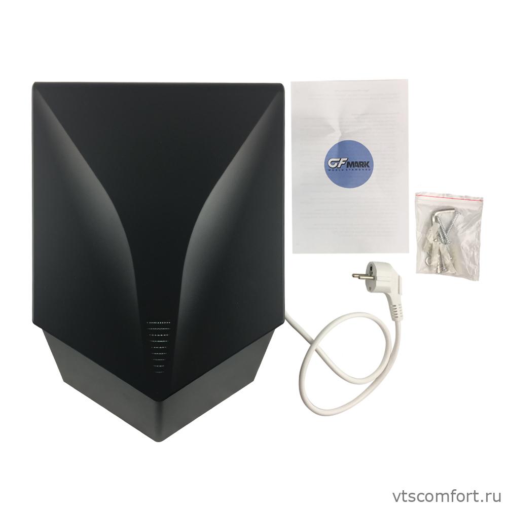 Фото GFmark 6861 высокоскоростная сушилка для рук V-windblade 1000W черная Изображение GFmark 6861 высокоскоростная сушилка для рук V-windblade 1000W черная