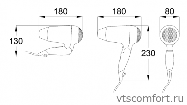 Фото NOFER 02010.W Фен для волос складной Изображение NOFER 02010.W Фен для волос складной