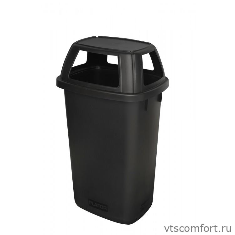 Фото Plafor Big Bin Урна уличная черная c 4-мя большими отверстиями 90 литров арт. 710-01 Изображение Plafor Big Bin Урна уличная черная c 4-мя большими отверстиями 90 литров арт. 710-01