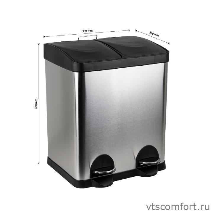 Фото Санакс 10230 Урна для раздельного сбора мусора из нержавеющей стали 410 2 бака по 15 литров Изображение Санакс 10230 Урна для раздельного сбора мусора из нержавеющей стали 410 2 бака по 15 литров