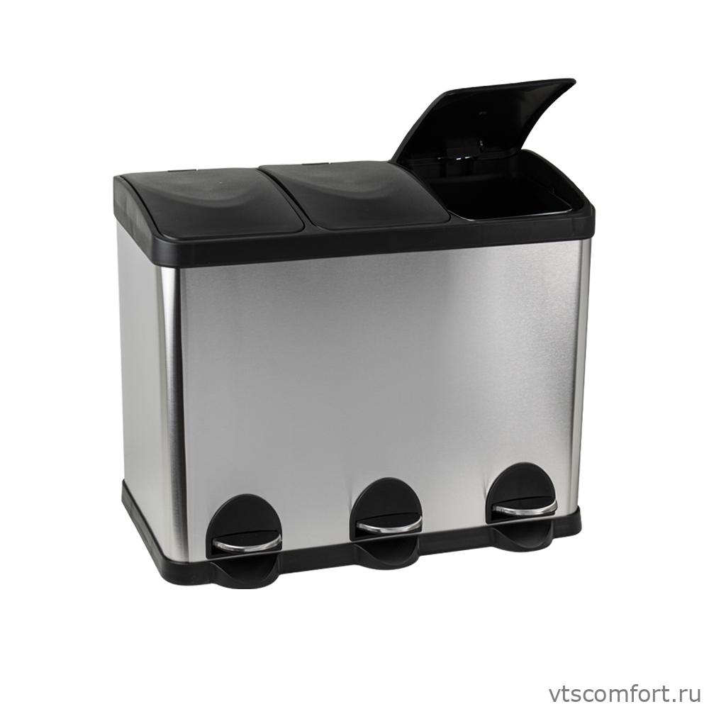 Фото Санакс 10245 Урна для раздельного сбора мусора из нержавеющей стали 410 3 бака по 15 литров Изображение Санакс 10245 Урна для раздельного сбора мусора из нержавеющей стали 410 3 бака по 15 литров