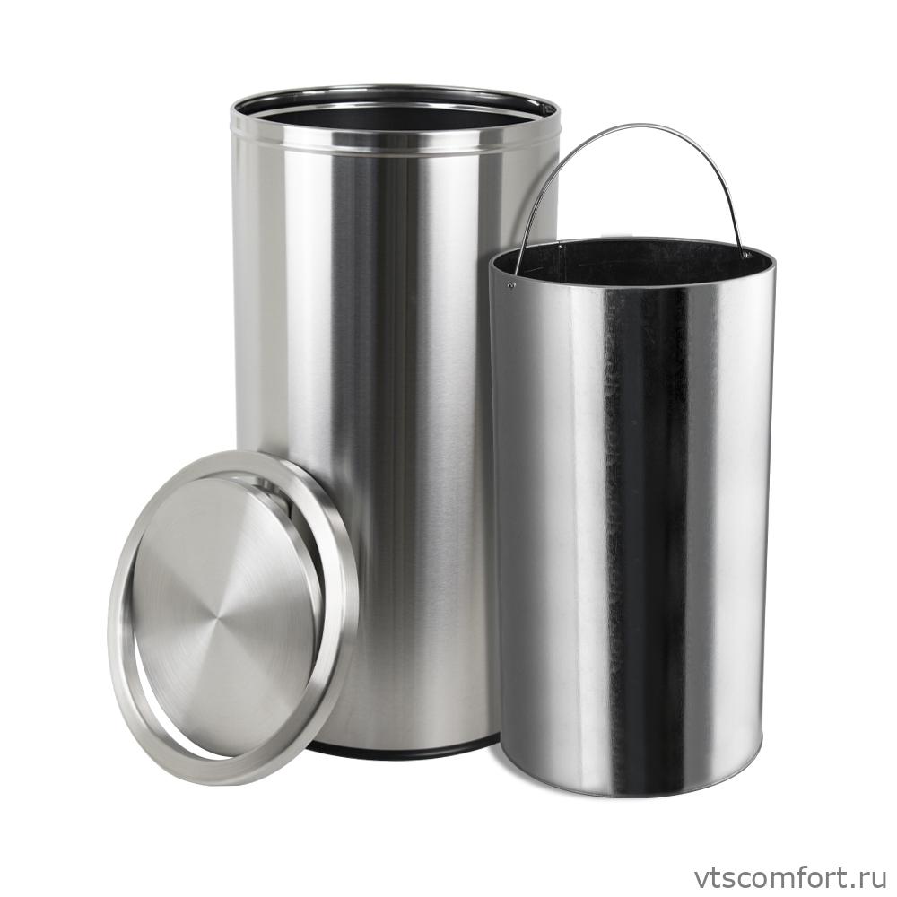 Фото САНАКС 11235 Бак для мусора 40 литров из нержавеющей стали матовый Изображение САНАКС 11235 Бак для мусора 40 литров из нержавеющей стали матовый