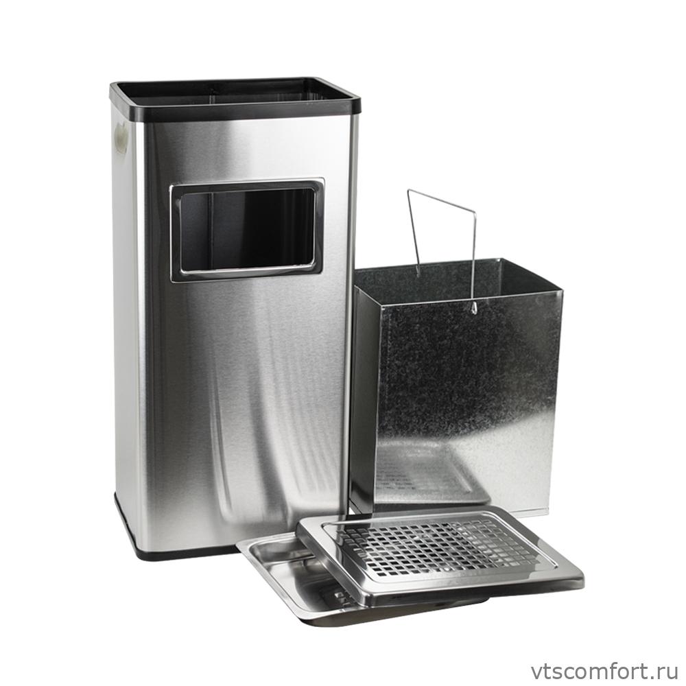 Фото САНАКС 2016 Урна уличная квадратная из нержавеющей стали Изображение САНАКС 2016 Урна уличная квадратная из нержавеющей стали