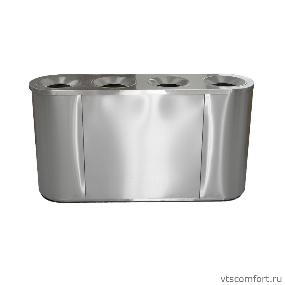 Фото Санакс 2111 Урна для раздельного сбора мусора 4 секции 320 литров из нержавеющей стали 201 Изображение Санакс 2111 Урна для раздельного сбора мусора 4 секции 320 литров из нержавеющей стали 201