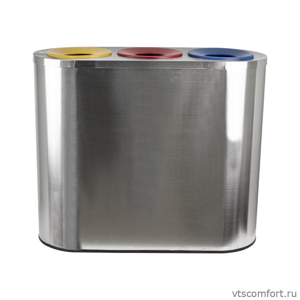 Фото Санакс 2112 Урна  для раздельного сбора мусора 3 секции 230 литров из нержавеющей стали 201 Изображение Санакс 2112 Урна  для раздельного сбора мусора 3 секции 230 литров из нержавеющей стали 201