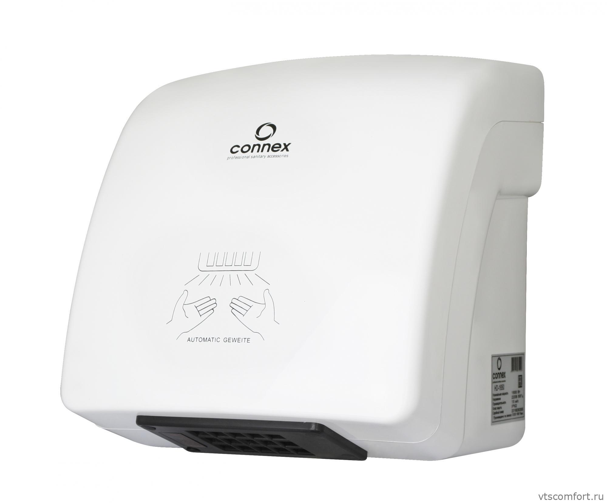 Фото Сушилка для рук CONNEX HD-1650 белый пластик Изображение Сушилка для рук CONNEX HD-1650 белый пластик