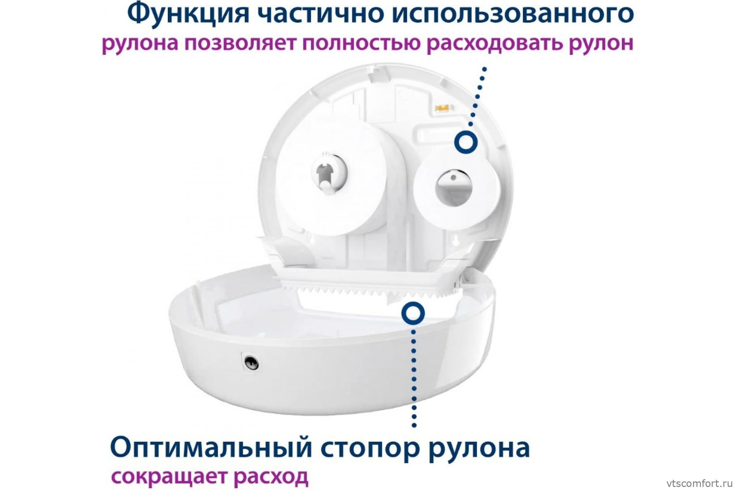 Фото TORK 555008 диспенсер для туалетной бумаги система T2 Изображение TORK 555008 диспенсер для туалетной бумаги система T2