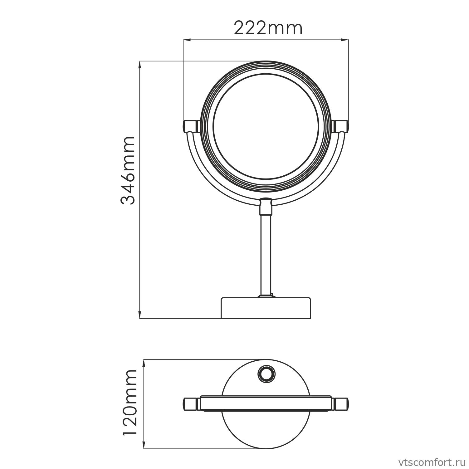Фото WasserKraft K-1005BLACK Зеркало с LED-подсветкой двухстороннее с 3-кратным увеличением Изображение WasserKraft K-1005BLACK Зеркало с LED-подсветкой двухстороннее с 3-кратным увеличением