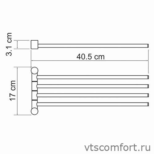 Фото WasserKraft K-1034 Держатель полотенец четверной Изображение WasserKraft K-1034 Держатель полотенец четверной