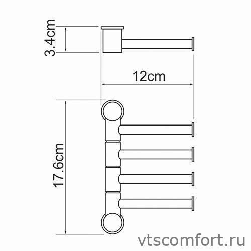 Фото WasserKraft K-1054 Держатель полотенец четверной Изображение WasserKraft K-1054 Держатель полотенец четверной