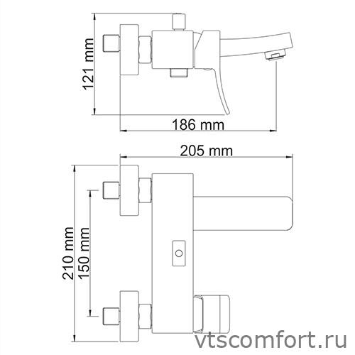 Фото WasserKraft Exter 1601 Смеситель для ванны с коротким изливом Изображение WasserKraft Exter 1601 Смеситель для ванны с коротким изливом