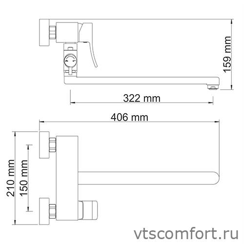 Фото WasserKraft Aller 1062L Смеситель для ванны с длинным изливом Изображение WasserKraft Aller 1062L Смеситель для ванны с длинным изливом