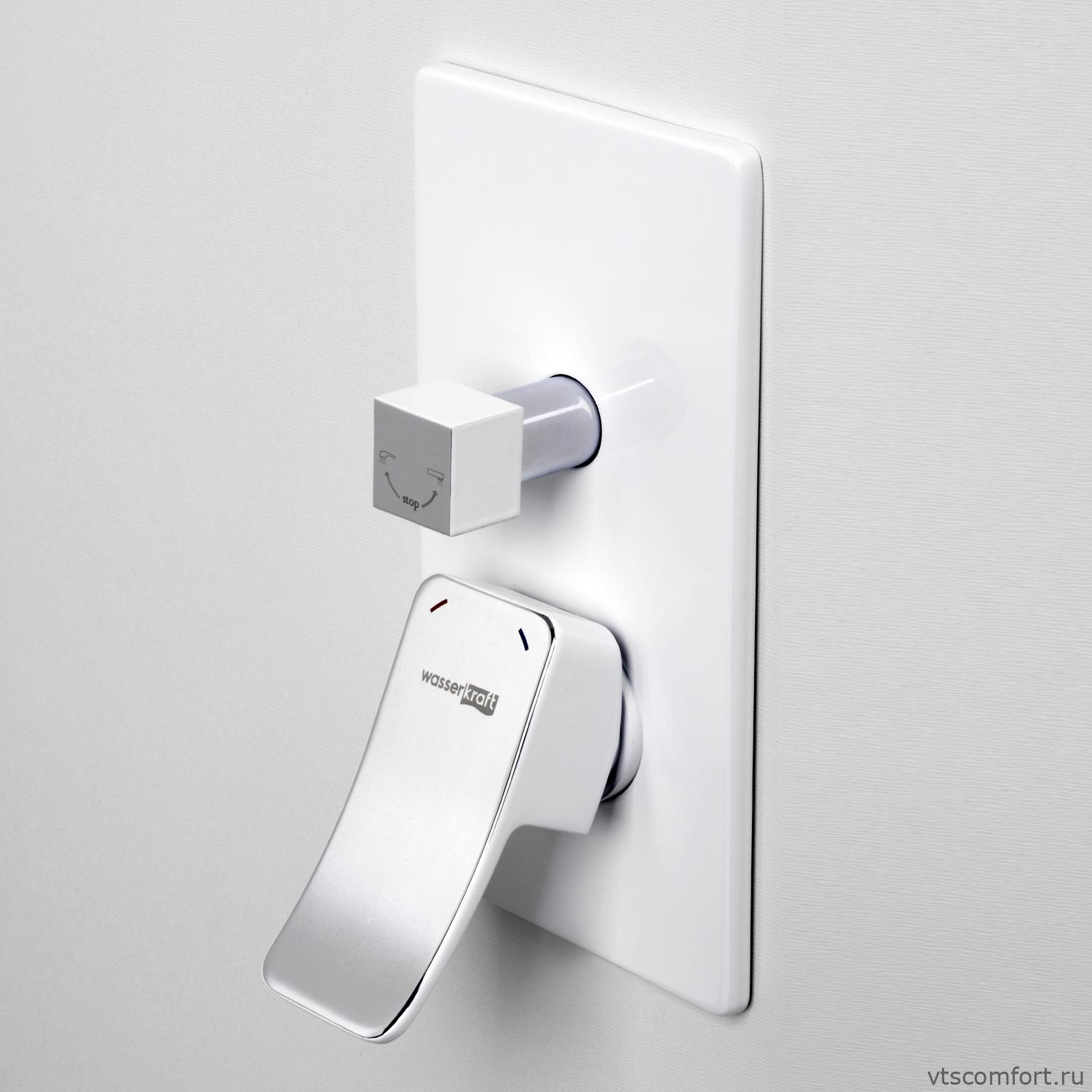 Фото WasserKraft Aller 10641WHITE Смеситель для ванны и душа Изображение WasserKraft Aller 10641WHITE Смеситель для ванны и душа