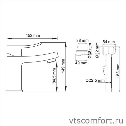 Фото WasserKraft Aller 1068 Смеситель для умывальника с гигиенической лейкой Изображение WasserKraft Aller 1068 Смеситель для умывальника с гигиенической лейкой