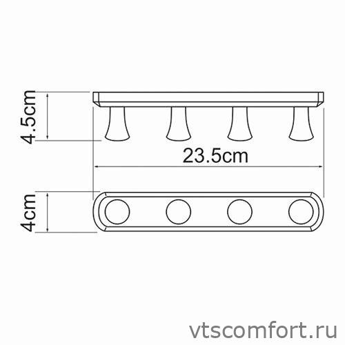 Фото WasserKraft K-1094 Кронштейн настенный 4 крючка Изображение WasserKraft K-1094 Кронштейн настенный 4 крючка