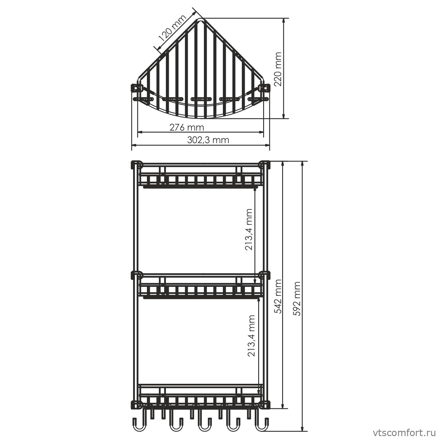 Фото WasserKraft K-1233 Полка металлическая тройная Изображение WasserKraft K-1233 Полка металлическая тройная