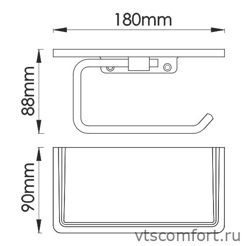 Фото WasserKraft K-1325 Держатель туалетной бумаги с полочкой для телефона Изображение WasserKraft K-1325 Держатель туалетной бумаги с полочкой для телефона