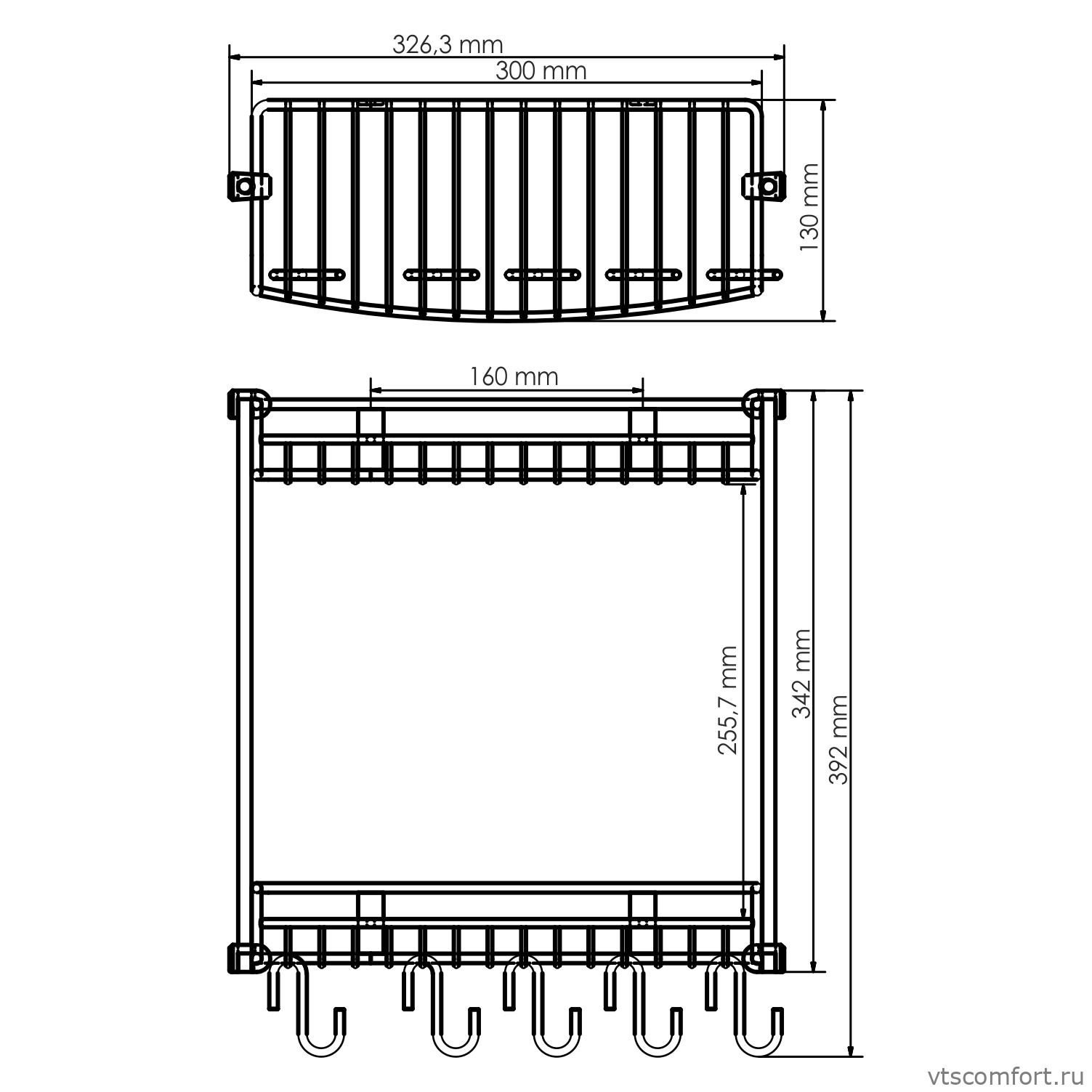 Фото WasserKraft K-1422 Полка металлическая двойная Изображение WasserKraft K-1422 Полка металлическая двойная