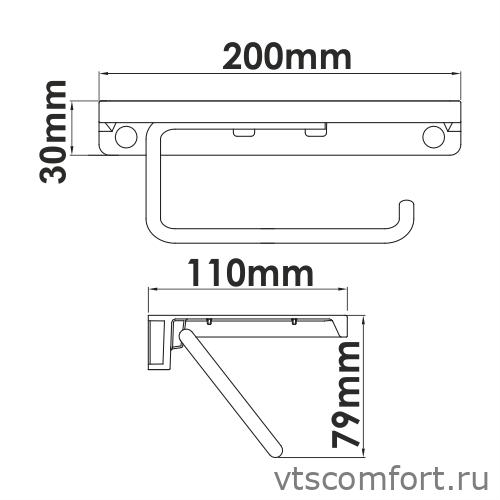 Фото WasserKraft K-1425 Держатель туалетной бумаги с полочкой для телефона Изображение WasserKraft K-1425 Держатель туалетной бумаги с полочкой для телефона