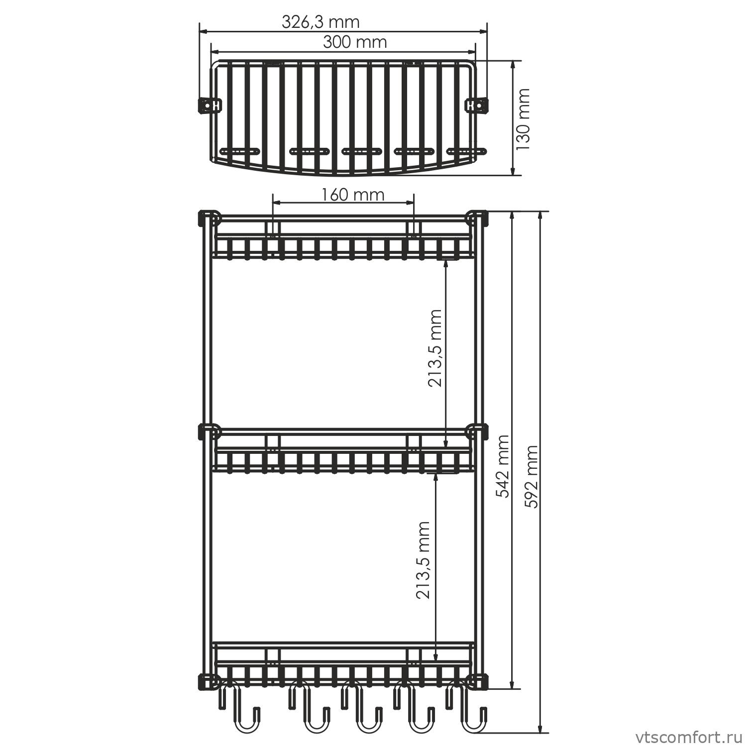 Фото WasserKraft K-1433 Полка металлическая тройная Изображение WasserKraft K-1433 Полка металлическая тройная