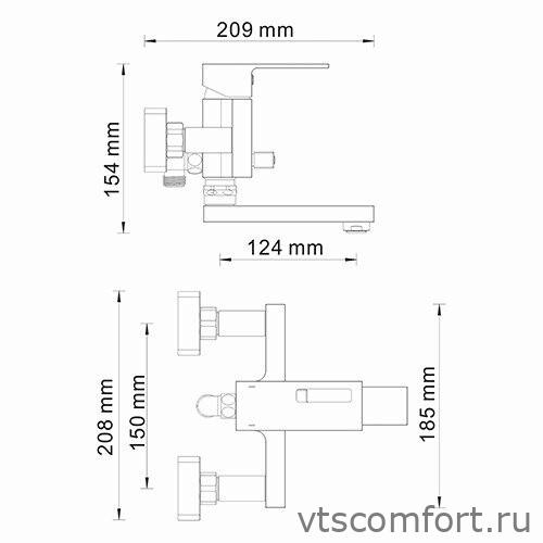 Фото WasserKraft Alme 1501 Смеситель для ванны с коротким изливом Изображение WasserKraft Alme 1501 Смеситель для ванны с коротким изливом