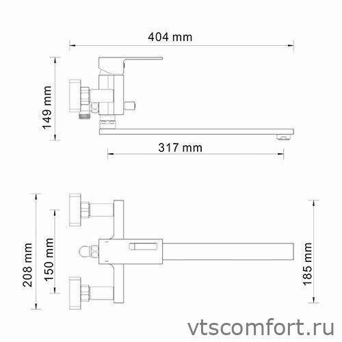 Фото WasserKraft Alme 1502L Смеситель для ванны с длинным изливом Изображение WasserKraft Alme 1502L Смеситель для ванны с длинным изливом