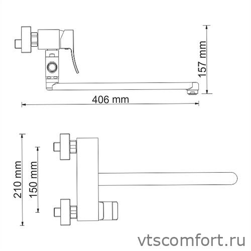 Фото WasserKraft Exter 1602L Смеситель для ванны с длинным изливом Изображение WasserKraft Exter 1602L Смеситель для ванны с длинным изливом
