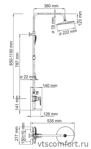 Фото WasserKraft A16601 Душевой комплект со смесителем Изображение WasserKraft A16601 Душевой комплект со смесителем